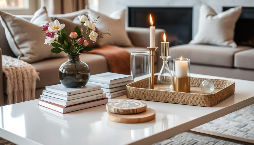 Layered coffee table decor