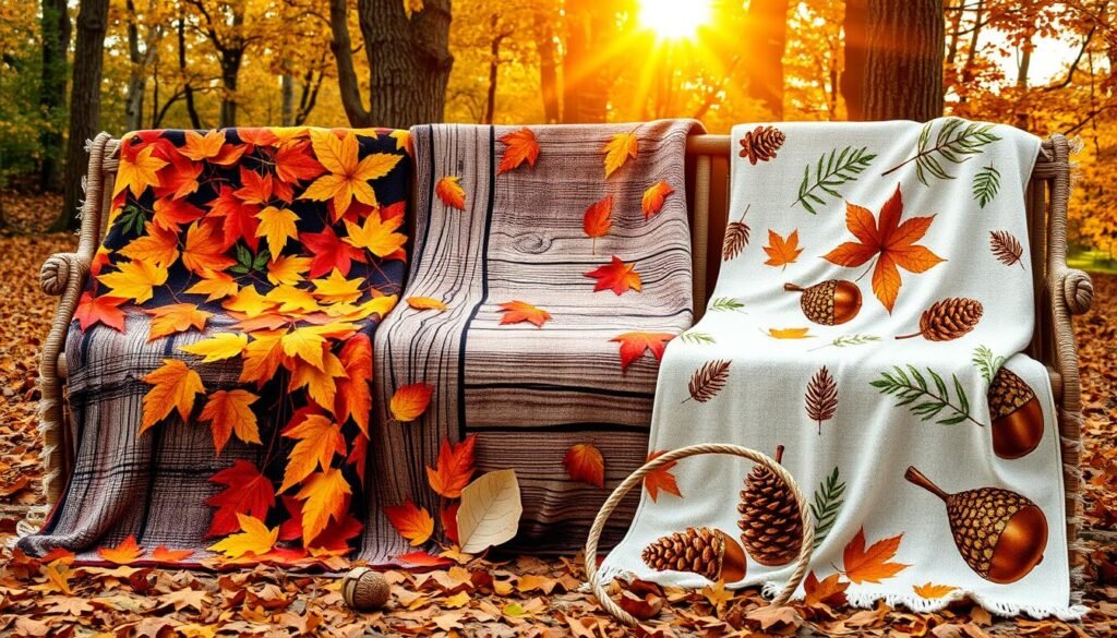 Nature-inspired fall throw blankets