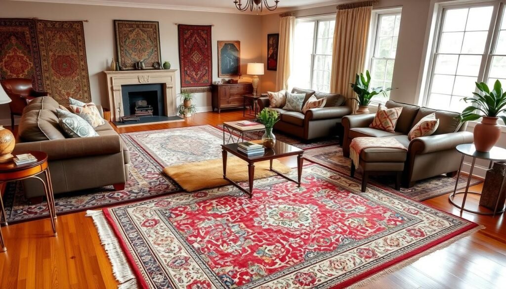 Using Rugs to Define Living Room Spaces