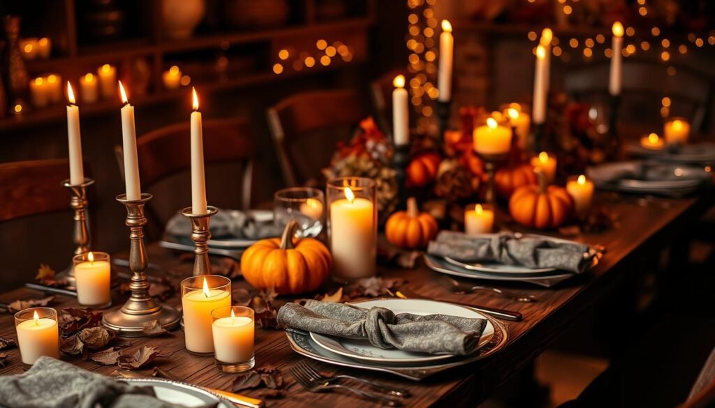 candlelit fall table settings