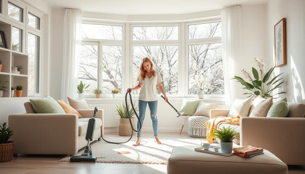 deep cleaning living room