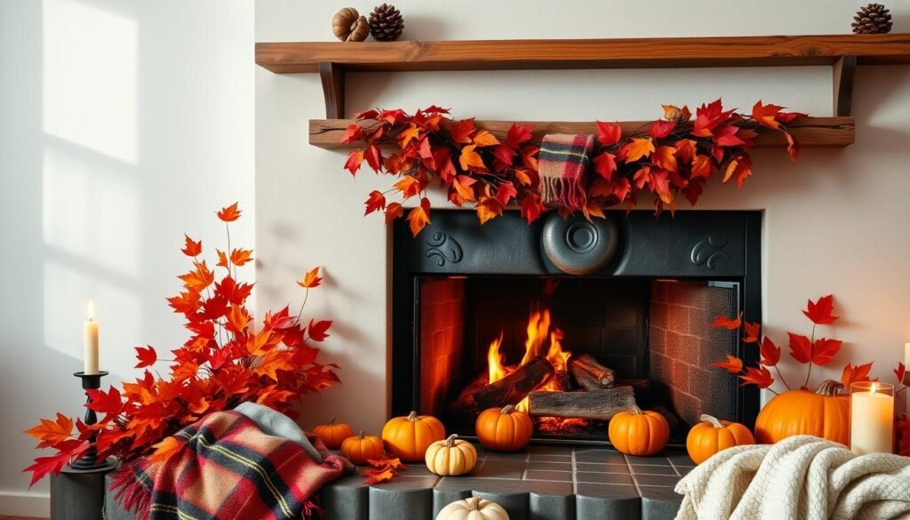 fall fireplace decor