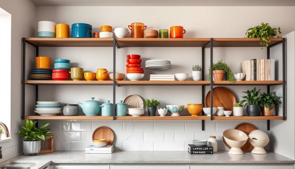 functional and decorative kitchen shelves