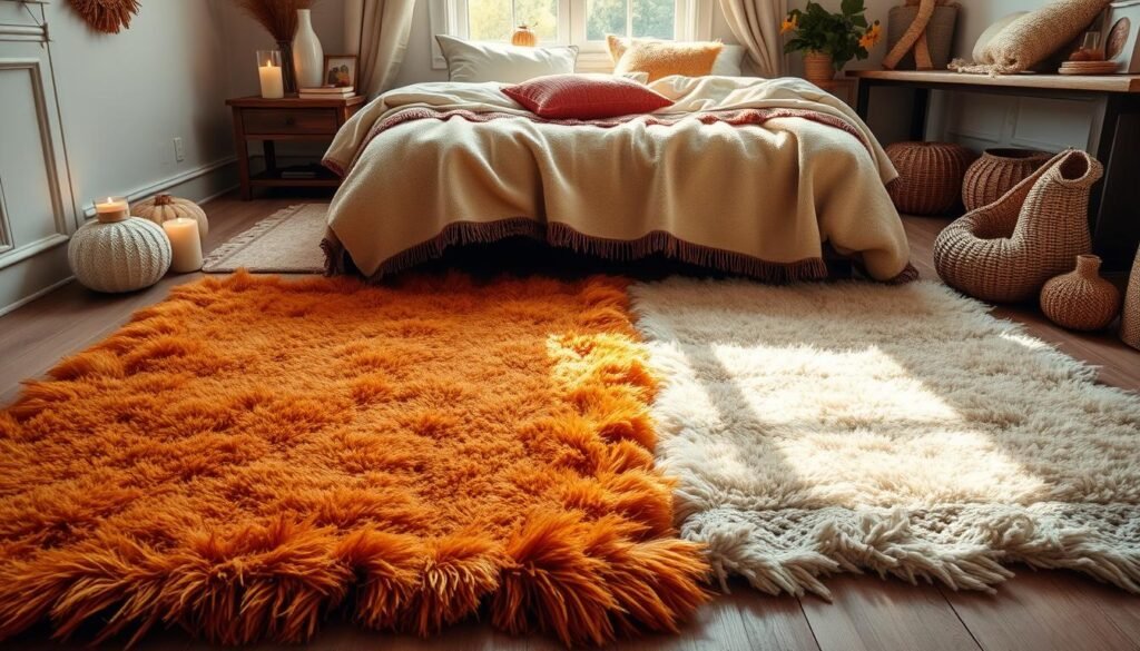 layered bedroom rugs