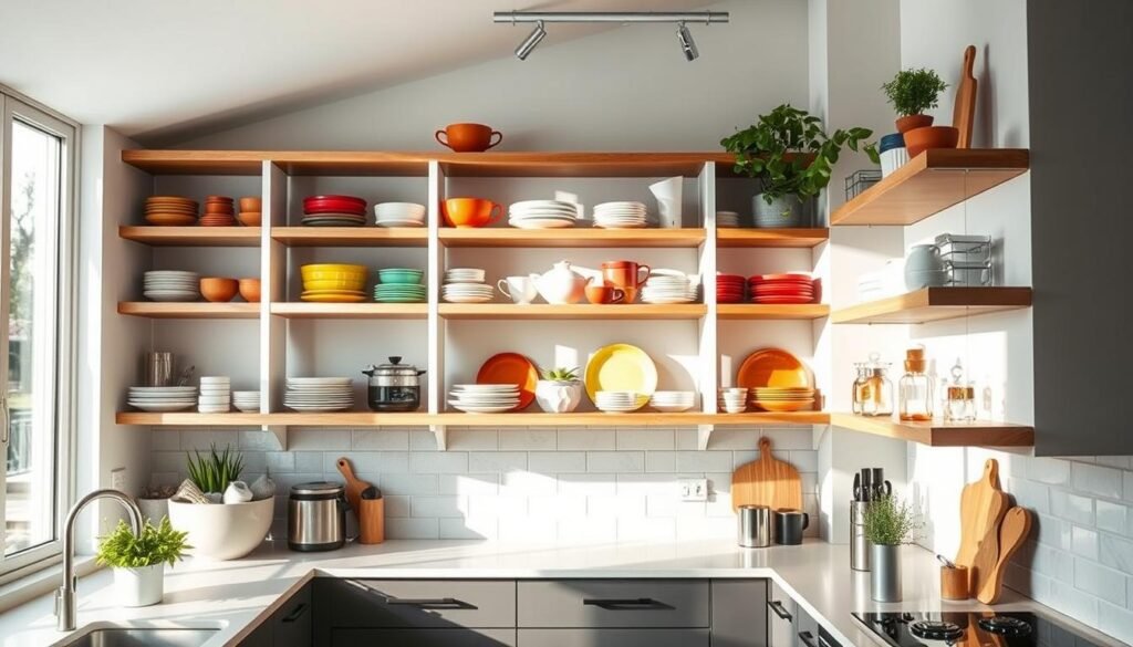 open shelving kitchen