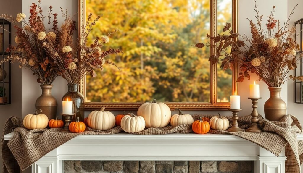 timeless fall mantel decor